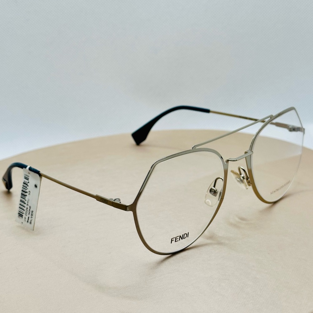 NEW! Unisex Fendi FF0329 Stainless Steel Rounded Geometric Eyeglasses